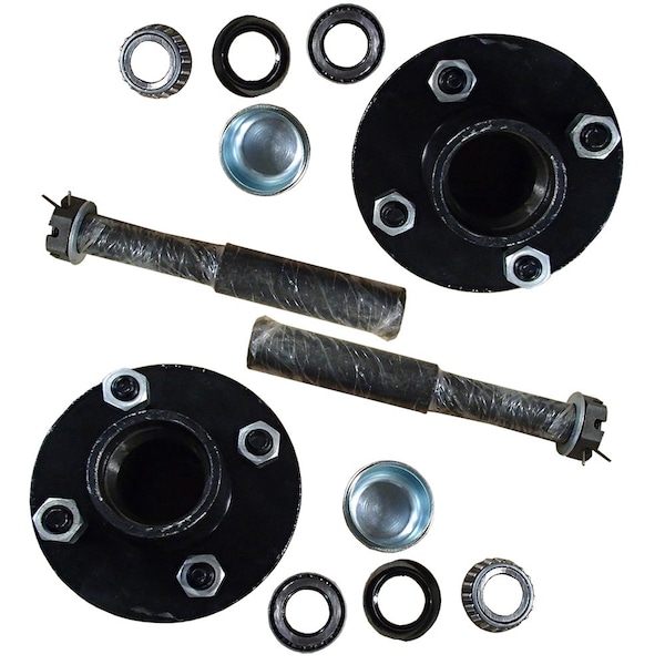Aic Replacement Parts 4 on 4 Trailer Axle Kit 2000 lbs Idler Hubs Round Spindles Bearings Seals FRJ20-0028_x2-RAP - main